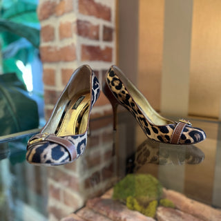 DOLCE&GABBANA Leopard Print Canvas Pumps SZ 37.5 (US 7.5)