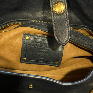 PRADA Aviator Studded Nappa Leather Top Handle Satchel Bag