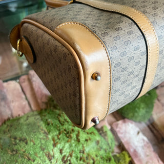 GUCCI Beige Tan Micro GG Monogram Canvas Vintage Satchel Bag