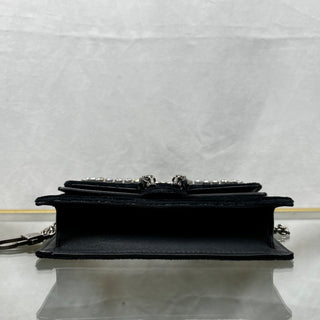 GUCCI Dionysus Super Mini Black Velvet Crystal Crossbody Bag ADI11096