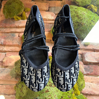 DIOR Poeme Velvet Oblique Laced Ballerina Flats SZ 38.5 (US 8.5)