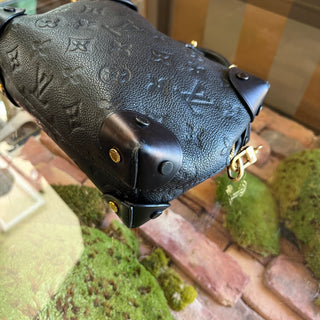 LOUIS VUITTON Petite Malle Souple Black Monogram Empreinte Leather Top Handle Bag