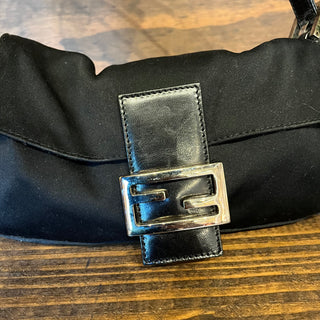 FENDI Baguette Small Black Neoprene Shoulder Bag