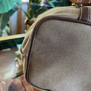 PRADA Logo Jacquard Brown Canvas Tote