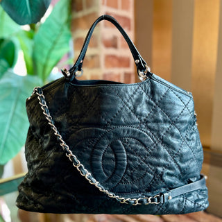 CHANEL Black Iridescent " Sea Hit" CC Two Way Tote ADI1146