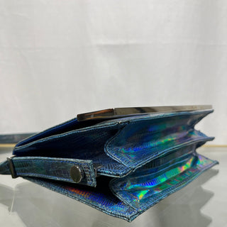 FENDI Vintage Lizard Iridescent Blue Shoulder Bag