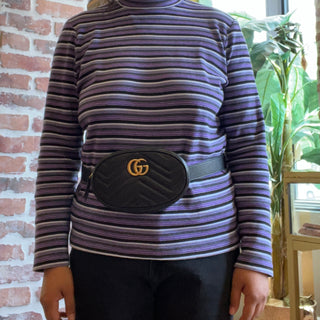 GUCCI GG Marmont Black Calfskin Matelasse Belt Bag SZ95/38(10US)