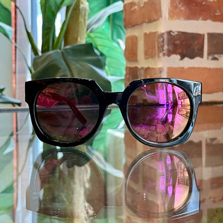 ALEXANDER MCQUEEN MCQ004/S 01K E2 Black Pink Striped Oversized Sunglasses