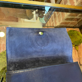 GUCCI Soho Dark Blue Patent Leather Clutch Bag