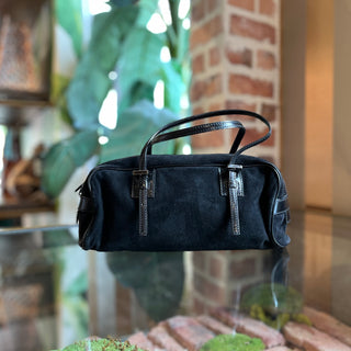 FENDI Bauletto Mini Black Suede Satchel Bag