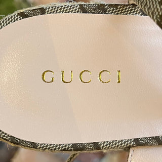 GUCCI Beige Canvas Horsebit Espadrille Wedges SZ 39 (US 9)