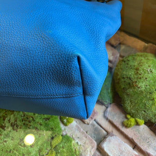 PRADA Blue Vitello Daino Leather Tote