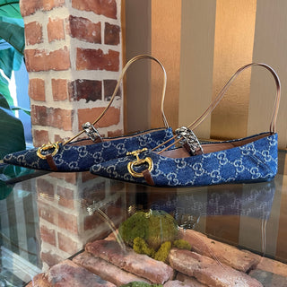 GUCCI Horsebit GG Denim Flats SZ 36.5 (US 6.5)