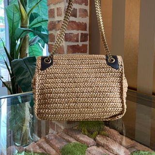 SAINT LAURENT Niki Medium YSL Raffia Shoulder Bag