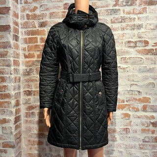 BURBERRY Black Polyester Quilted Hooded Jacket SZSM