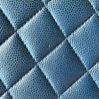 CHANEL Zip Around Blue Quilted Caviar Long Wallet