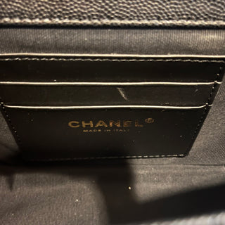 CHANEL Handy Box Small Black Caviar Vanity Case Top Handle Bag