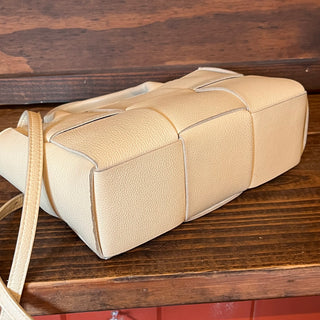 BOTTEGA VENETA Mini Arco Beige Grained Calfskin Tote Bag