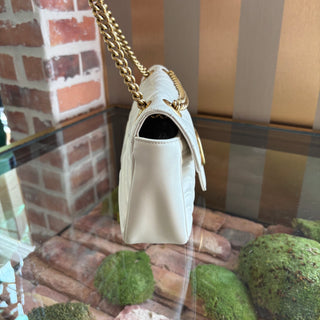 GUCCI White Double G Marmont Crossbody