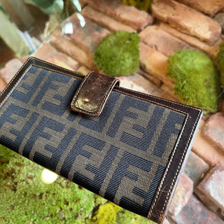 FENDI Sas Brown Vinatge Zucca Canvas Wallet