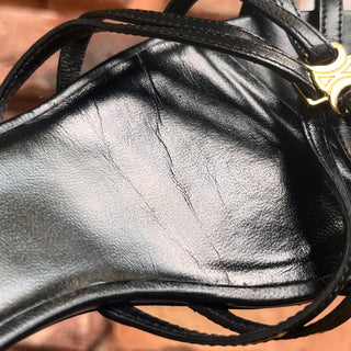 CELINE Black Lambskin Triomphe Sandals SZ 36.5 (US 6.5)