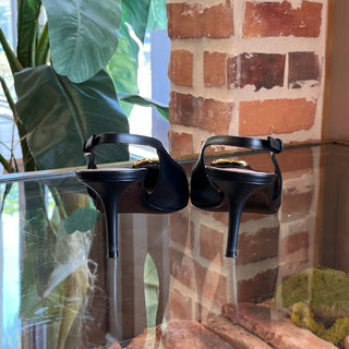 VALENTINO The Bold V Logo Black Leather Slingback Pumps SZ40(10US)