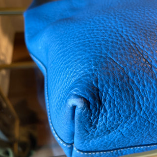 PRADA Blue Vitello Daino Leather Tote