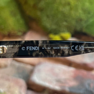 FENDI FE40077I 25C Black White FF Acetate Square Sunglasses