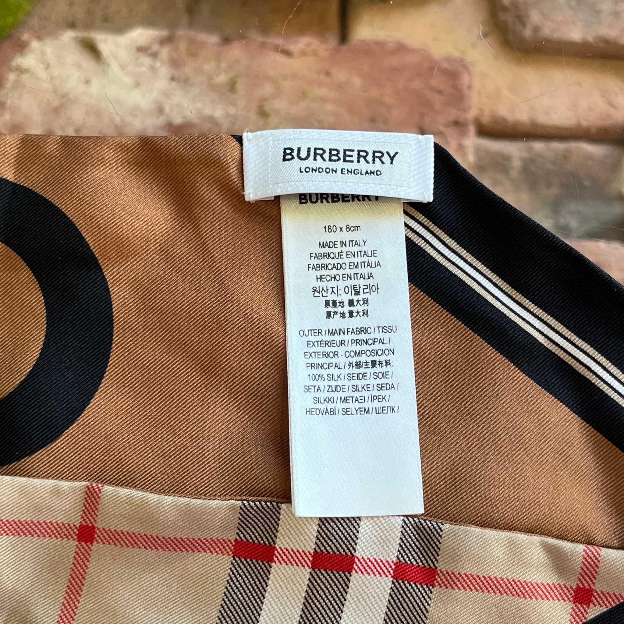 Burberry Vintage Check & Logo Silk Skinny Scarf