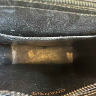 CHANEL Black Vintage Chain Leather Tote Bag