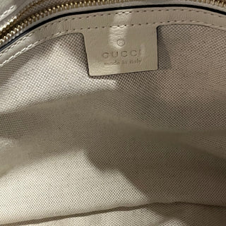 GUCCI Horsebit 1955 Medium White Leather Tote Bag