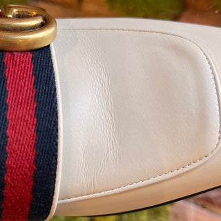 GUCCI White Leather Sylvie Accent Loafers SZ 39.5 (US 9.5)