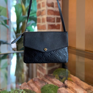 LOUIS VUITTON Twice Noir Empreinte Leather Pochette Crossbody Bag