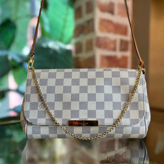 LOUIS VUITTON Favorite PM White Damier Azur Canvas Crossbody Bag