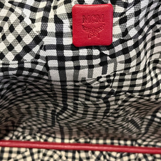 MCM Liz Reversible Red Visetos Monogram Canvas Shopper Tote Bag