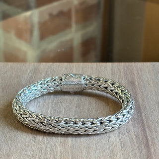 JOHN HARDY Woven Silver Black Saphire Bracelet