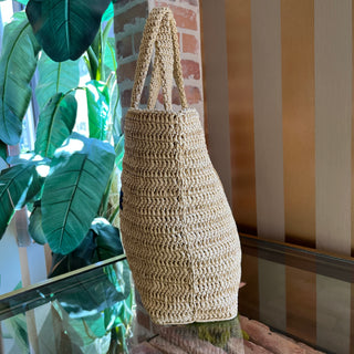 SAINT LAURENT Rive Gauche Natural Raffia Tote Bag