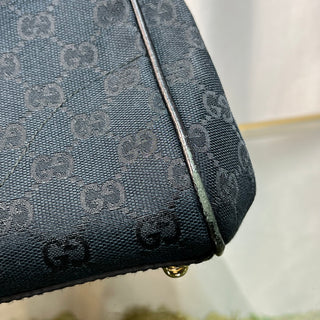 GUCCI Jackie Black GG Canvas Leather Shoulder Bag