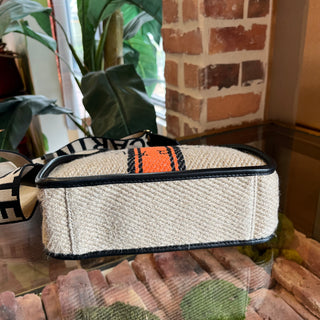 STELLA MCCARTNEY Logo Striped Linen Crossbody