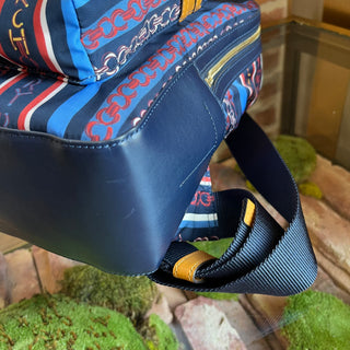TORY BURCH Navy Blue Logo Print Nylon Backpack