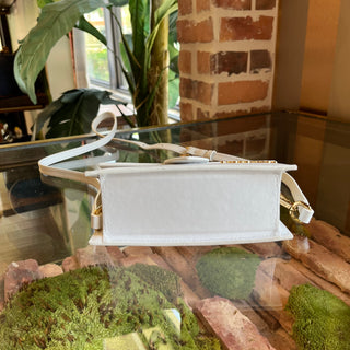 JACQUEMUS Le Bambino Small White Calfskin Leather Flap Bag
