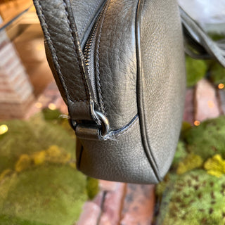 GUCCI Soho Disco Small Pewter Pebbled Leather Shoulder Bag