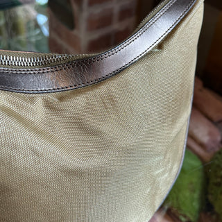 GUCCI Metallic Gold Canvas Leather Vintage Shoulder Bag