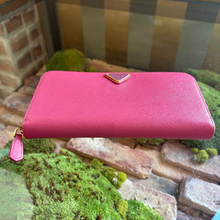 PRADA Pink Saffiano Leather Continental Wallet