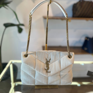 Saint Laurent Lou Lou Puffer Cotton Shoulder Bag Small