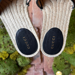 GUCCI Beige Espadrilles GG Canvas Mules SZ36.5(6.5US)