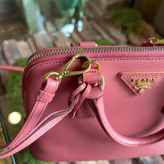PRADA Promenade Pink Saffiano Lux Dome Top Handle