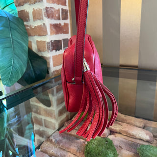 GUCCI Soho Small Hibiscus Red Grained Leather Crossbody