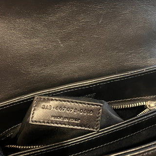 SAINT LAURENT Loulou Small Black Matelasse Calfskin Crossbody Bag