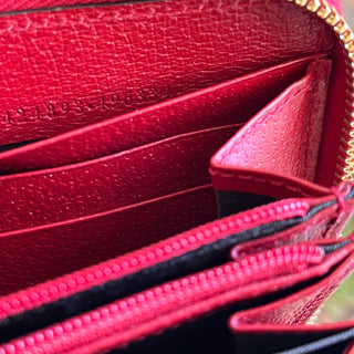 GUCCI Tian Red GG Supreme Canvas Zip Around Wallet